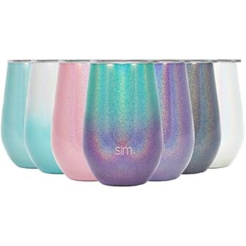 Simple Modern Spirit 12oz Wine Tumbler Glass with Lid - Vacuum Coffee Mug Stemless Cup 18/8 Stainless Steel Ombre: Aurora