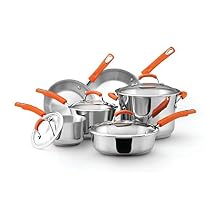 Rachael Ray Stainless Steel II 10-Piece Cookware Set, Orange