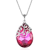 Lelekiss Women's Vintage Swarovski Teardrop Crystal Pendant Necklace, Mothers Day Gifts for Mom