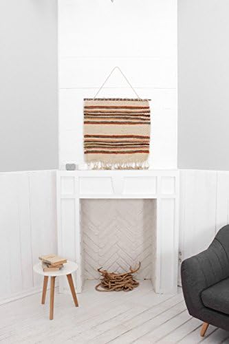 Handmade Wall Hanging White Stripe Orange Wall Tapestry Colorful 100% Wool Wall Art