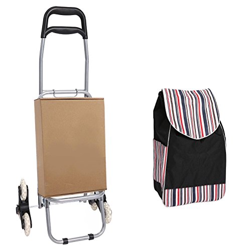 image for Utheing Folding Trolley Dolly Shopping Cart, Stair Climbing Cart Groce