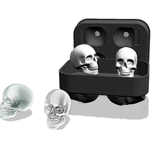 Silicone Skull Ice Molds Ice Cube Maker Whiskey Cocktails Halloween Party Spooky Fun Bar Tool (H02)