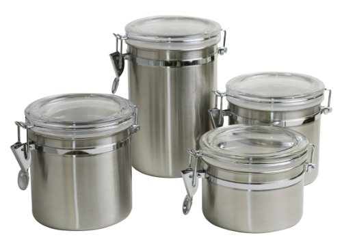 Home Basics4 Piece Stainless Steel Canister Set,Silver