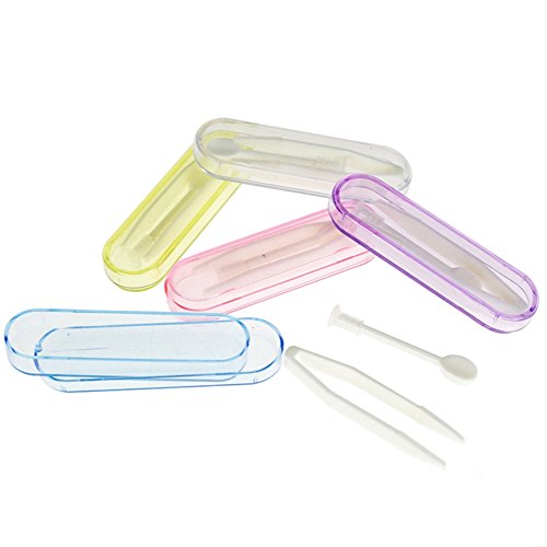 Gracefulvara 5 Sets Contact Lenses Plastic Tweezers Insert Remover Random Color