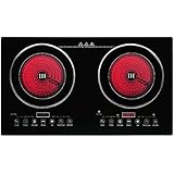XGMY DT6 Double 2200W Burner Cooktop Radiationless Infrad Cooker Double Countertop Burners Built-in Ceramic hot plate for Any Cookware