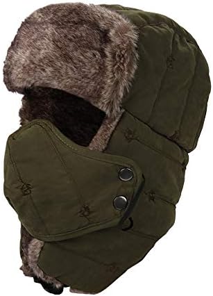 SSMENG Earflaps Windproof Mask Winter Warm-up Fleece Russian Style Hunting Hat Warm Ski Cap