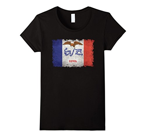 Womens iowa state flag t-shirt in vintage grungy retro style medi…