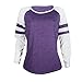 KESEE Clearance Womens Clothing☀ Fashion Ladies Long Sleeve Splice Blouse Tops Clothes T Shirt (XL, Purple)