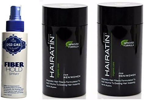 Bundle 4 Items:2x Hairatin Hair Fibers Medium Brown and Hold Fiber Spray and Brilliance Comb