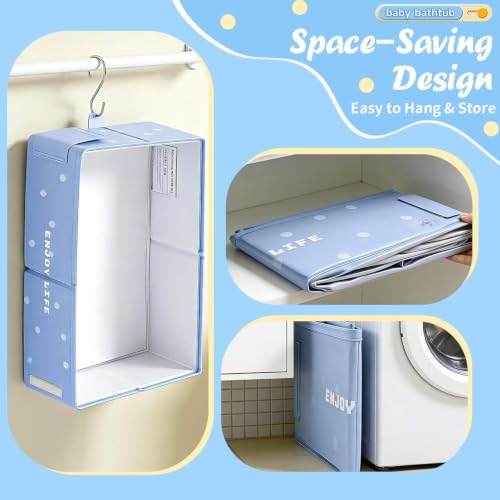 Foldable Kids Bathtub with Non-Slip Base, حوض استحمام للرضع,Portable Baby Bathtub, Portable,Travel & Shower Ready, Easy to Clean, Sturdy & Thick, Space-Saving, for Kids & Small Bathroom(Blue)
