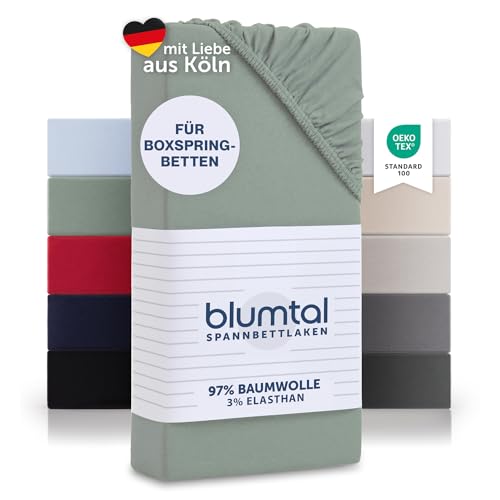 Blumtal® Basics Spannbettlaken für Boxspring 200x200x45cm Jersey - Bettlaken aus 100% Baumwolle - Oeko-TEX zertifiziertes Spannbetttuch 200x200cm - Su