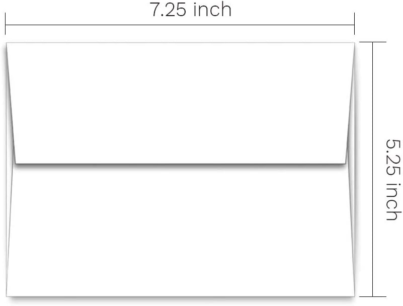 A7 Printable White Envelopes 5X7 100 Pack - Quick Self Seal, for 5x7 Cards| Perfect for Weddings, Invitations, Photos, Graduation, Baby Shower| 5.25 x 7.25 inches A7 : Office Products