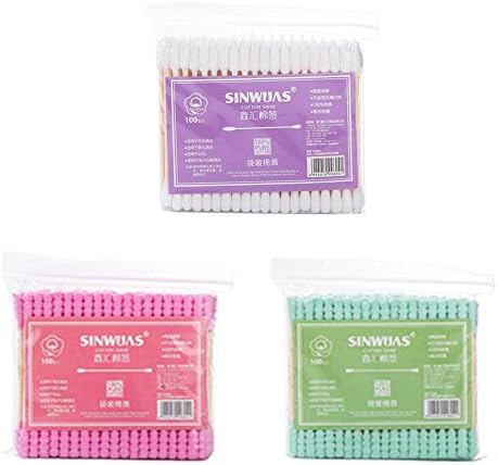 Caromoriber House 3 Pack Double Ended Paper Stick Cotton Swabs Buds Tip Makeup Organizer Bathroom Storage Cotton Buds Clean Beauty Makeup Cosmetic Removal Tool