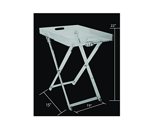 Acrylic Folding Tray Table - Modern Chic Accent Desk - Kitchen and Bar Serving Table - Elegant Clear Design With Silver Rim - by Designstyles - Thumbnail 4