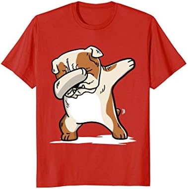 Mens English Bulldog Cute Dabbing T-Shirt Funny Dab Dance Gift Medium Red
