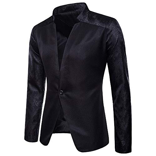 Fashion Charm Casual One Button Fit Suit Blazer Coat Jacket Top Men Black - Thumbnail 4
