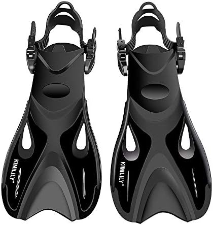 KIMILILY Swim Fins for Adult Short Travel Adjustable Fins Swimming for Snorkeling and Diving