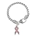 Pink Crystal Stone Breast Cancer Awareness Ribbon Charm Lobster Clasp Bracelet for Women
