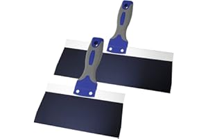 Warner Manufacturing ProGrip 12” and 8" Blue Steel Drywall Taping Knife Set, Soft Grip Handle, Combo Pack