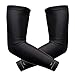 Bucwild Sports 1 Pair Arm Cooling Sun Protection Compression Arm Sleeves - Youth & Adult Sizes - Baseball Basketball Golf Tennis Running (Black, Small/Med (Adult)