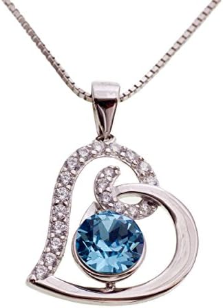 Sterling Silver Necklace for Women with Blue Swarovski Crystal, Quality Jewellery Gifts for Her, Christmas Valentine's Day Mothers Day Birthday Anniversary, Jewellery for Women by Quest Centrica