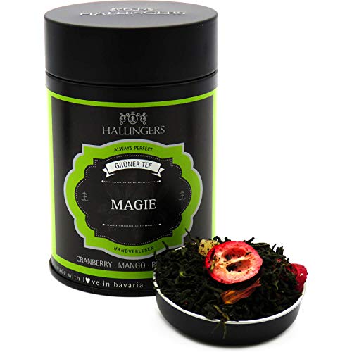 Hallingers Magie - Loser Grün-Tee mit Cranberry, Mango & Pfingstrose (Dose) - Geschenkideen Weihnachten & Geschenke Adventskalender | Geburtstag Glückwunsch Genesung Jahrestag Freundschaft