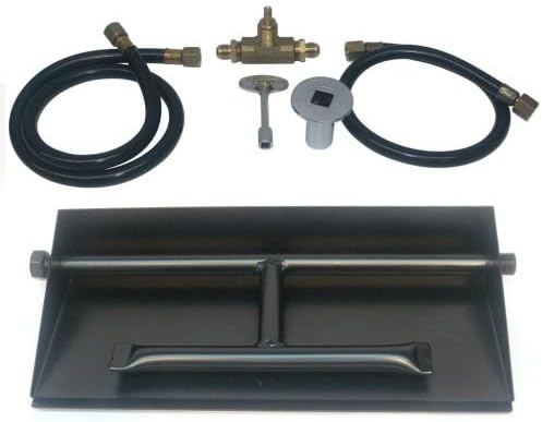 Fire Pit Natural Gas Dual Burner Pan Kit Color: Powder Coated Steel, Size: 14.5" H x 6.5" W x 20.5" D