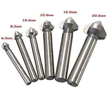 Generic 6pcs/set 90 Degrees Countersink HSS Drill Bit Wood Steel Aluminum 6.3mm to 20.5 Round Handle Diamond For workpiece Chamfer Taper