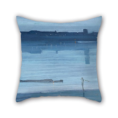 oil painting James Abbott McNeill Whistler - Nocturne- Blue and Silver - Chelsea throw cushion covers ,best for home office,bedding,dining room,lover,him,club 16 x 16 inches / 40 by 40 cm(each side)