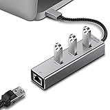 USB to Ethernet Adapter, JAVONTEC USB to 3 Port USB 3.0 Hub with RJ45 10/100/1000 Gigabit Ethernet LAN Wired Network Converter Hub for Laptops, Computers, Tablets and More