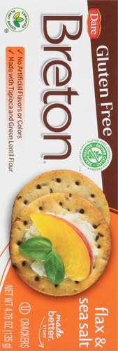 DARE BRETON GLUTEN FREE CRACKERS, ORIGINAL WITH FLAX, 4.76 OUNCE,PACK OF 1