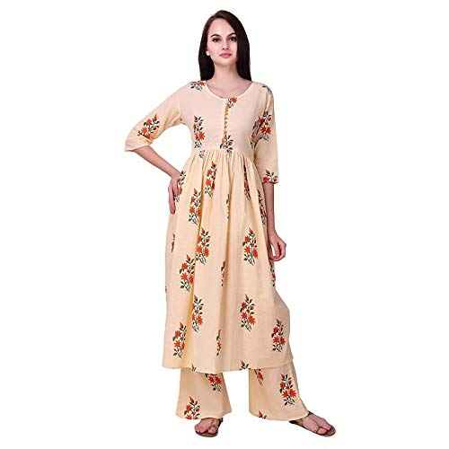 kavya women's cotton anarkali kurti with palazzo pant set