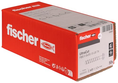fischer UltraCut FBS II 8x55 5/- US TX Sechskant, leistungsstarke Betonschraube für den Innenbereich, zur sicheren Befestigung in Beton & Mauerwerk, g