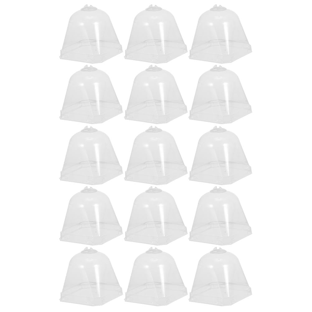 OFFSCH 15pcs Clear Transparent Plastic Humidity Garden Cloches Dome Covers for Outdoor Use Protection Against Snow Frost Snails Birds
