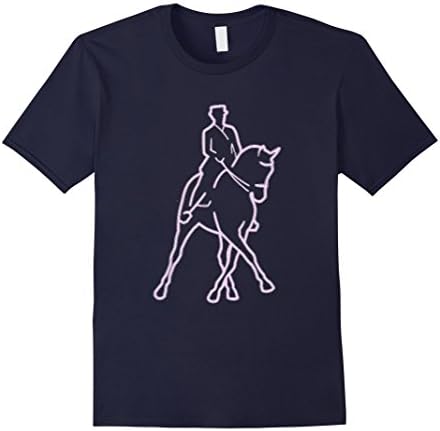 Men's Dressage Horse &amp; Rider Half Pass Lavender Line Art T-Shirt Medium Navy