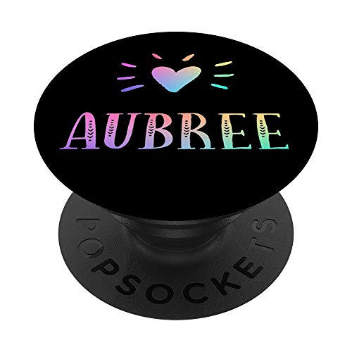 Aubree Gift Heart Rainbow Watercolor Love Name Aubree PopSockets PopGrip: Swapp…