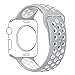 Ocydar Apple Watch Band 38mm, Soft Silicone Nike+ Sport Style Replacement iWatch Strap Band for Apple Watch Series 1 Series 2, Apple Watch Nike+, S/M Size - Silver / White