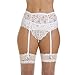 Cszxx Women's 4-Strap Wide Lace Suspender Garter Belt (White)