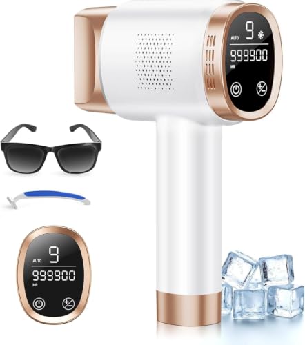 21J Pulsed Light Epilator with Ice Cooling 8 ° C, 9 Levels Laser Epilator and Red Light 600 NM, Touchscreen Pulsed Light Epilator for Men, Women, Face, Arms, Bikini Area, Body