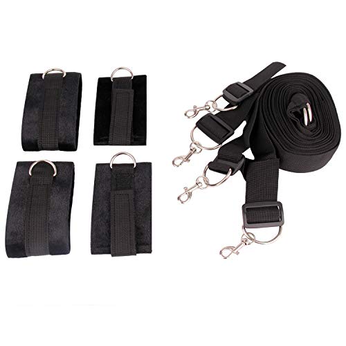 Furry Handcuff Under The Bed Nylon Straps Adjustable Handcuffs with Ankle and Wrist Cuff