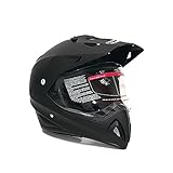 Helmet Dual Sport Off Road Motorcycle Dirt Bike ATV - FlipUp Visor - 27V (L, Matte Black)