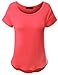 Doublju Womens Basic Short Sleeve Boat Neck Loose Fit T-Shirt
