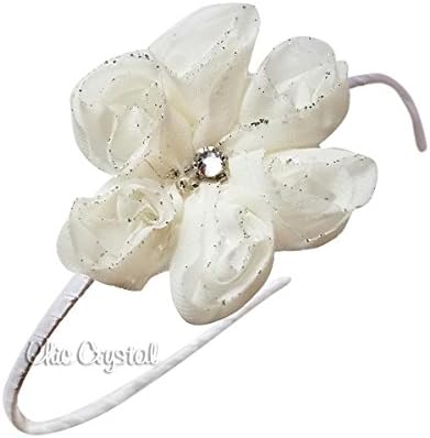 Flower Hard Headband With Swarovski Crystals (white)