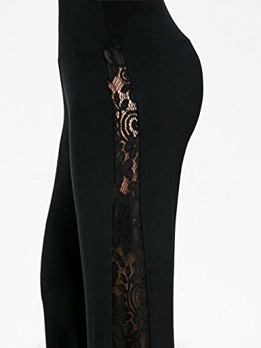 Todaies Womens Wide Leg Lounge Pants,Comfy Stretch Floral Print Drawstring Palazzo Pants (Black 9, L) - Thumbnail 4