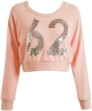 Sushi Kong Women's Long Sleeve Letters Print Crop Sweatshirt 8803PinkXS