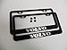 set of 2 Volvo Black Metal License Plate Frame Tag Holder with Screw Cap Covers