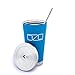 YOUNGFIT The Tumbler by OZO - Premium Stainless Steel Vacuum Insulated Travel Mug, Hot or Cold Drinks with Straw and Brush, 16oz capacity, in Matte Blue