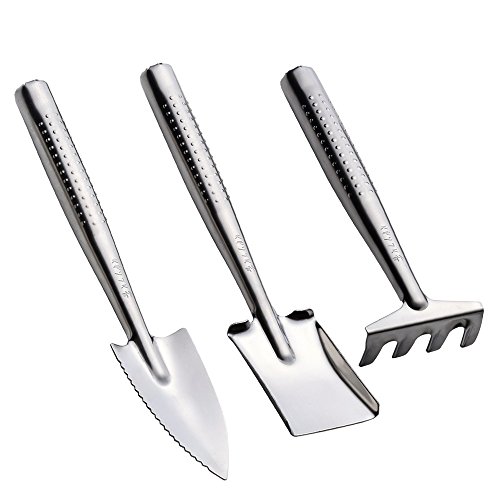 Mini Garden Tool Set, 3PCS Stainless Steel Heavy Duty Gardening Kit with Transplanting trowel, Cultivator hand rake, Weeding Fork for Digging & Planting - Thumbnail 7