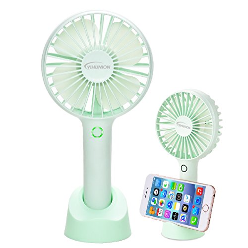 YIHunion Mini Handheld Fan Personal Portable USB Rechargeable Battery Powered Fan with Base, 2500mAh Battery，4 Modes for Home, Office, Bedroom and Outdoor travel(Green) - Thumbnail 7