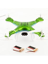 QCopter Green Drone Quadcopter -Awesome Drones With Camera -Brilliant Quadcopters LED Lights -RC Drone with Flight Stability -Drones Long Flights of 30 Minutes w/Bonus Battery -5-Star Customer Service